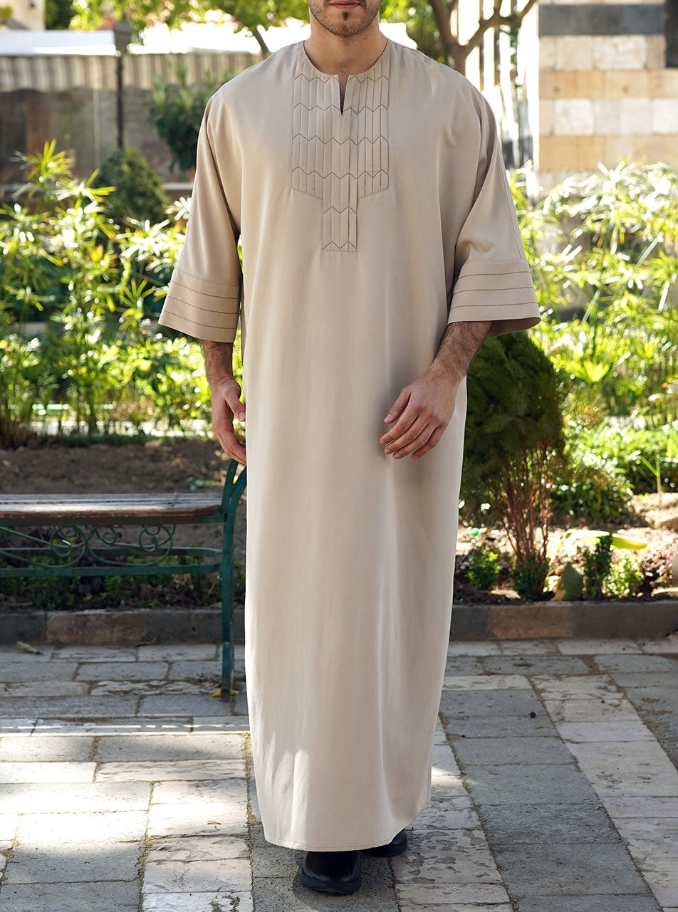 Casual Shorter Sleeved Thobe Thobes Men Shukr Clothing