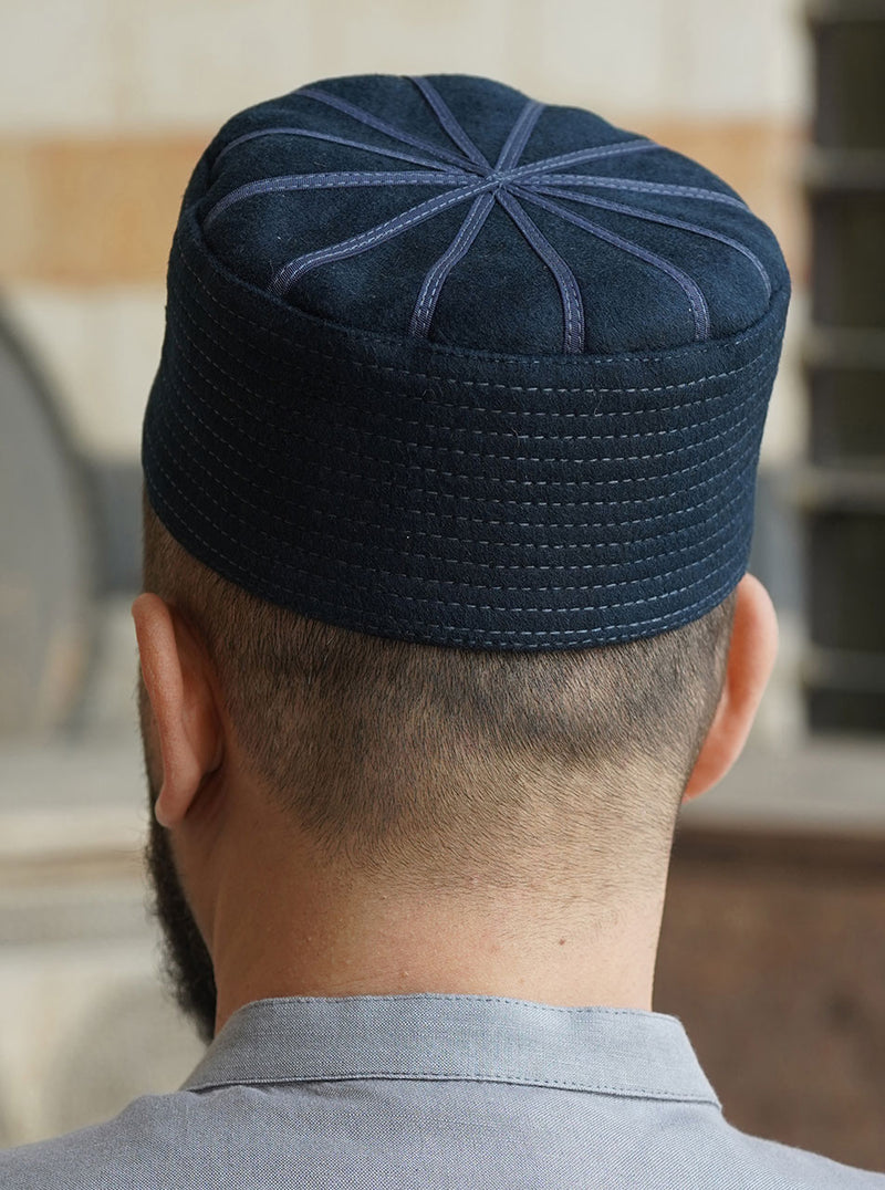 Contrast Trim Wool Kufi with Topstitching