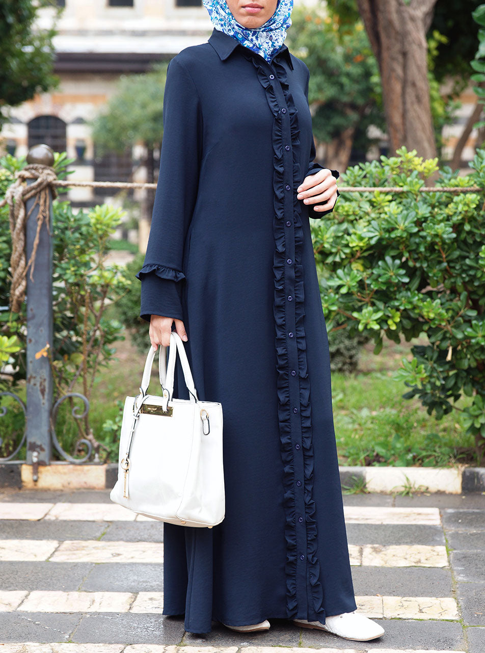 Ruffled Opening Abaya | Shukr Clothing