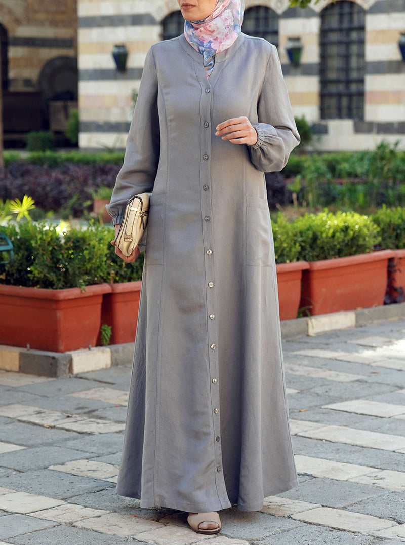 Linen Buttoned Maxi Dress