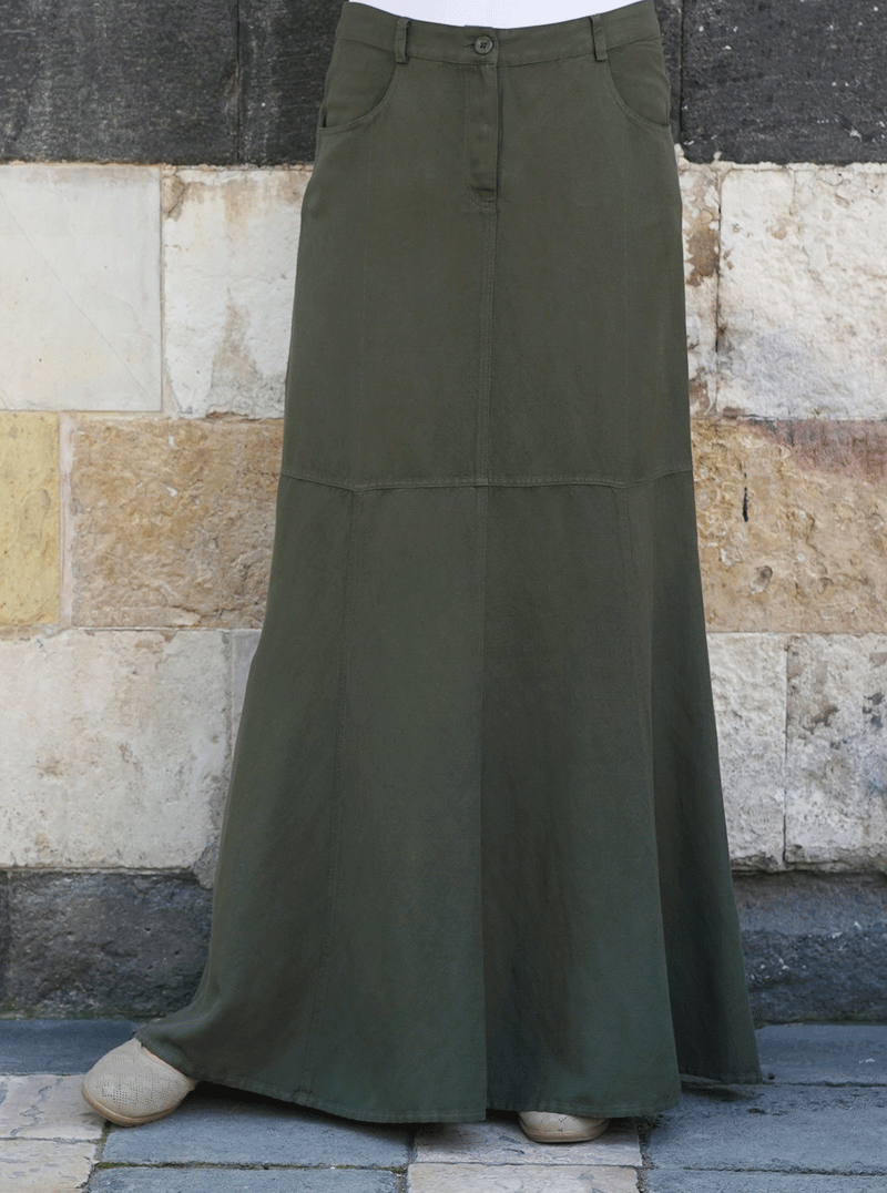 Pouch Pocket Linen Skirt