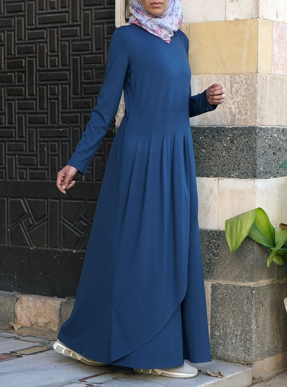 Crossover Pleated Abaya Abayas Women Shukr Clothing