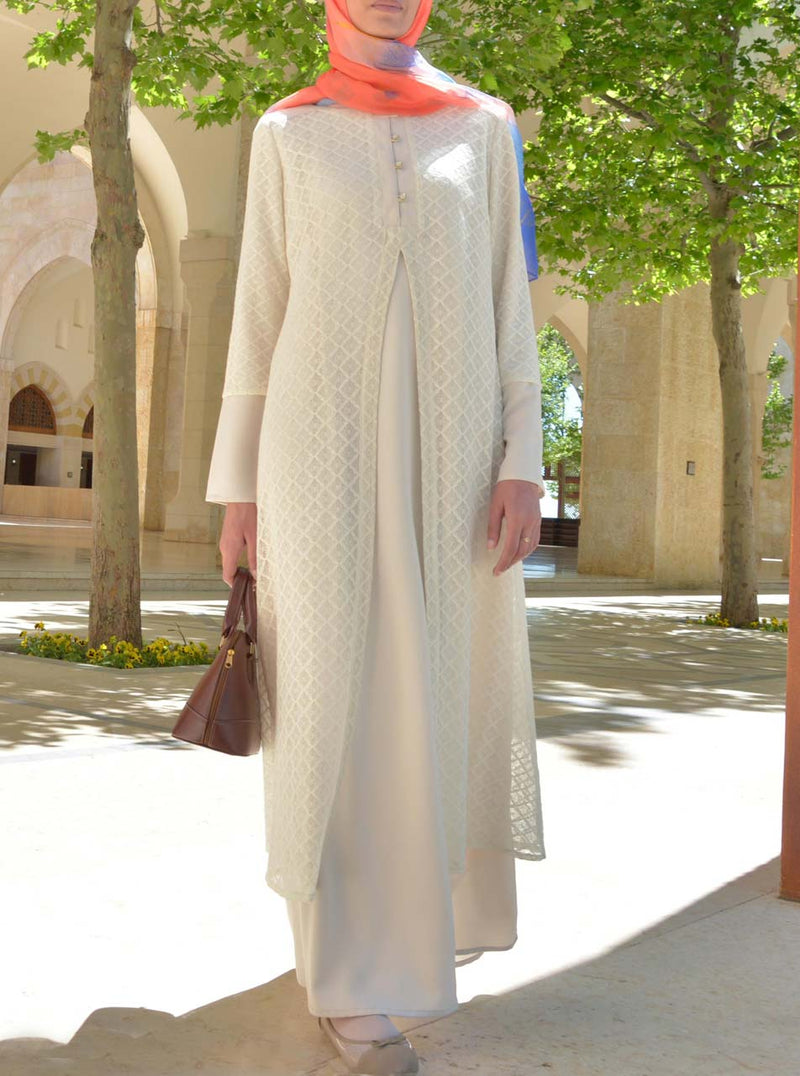 Lace Layered Abaya Gown