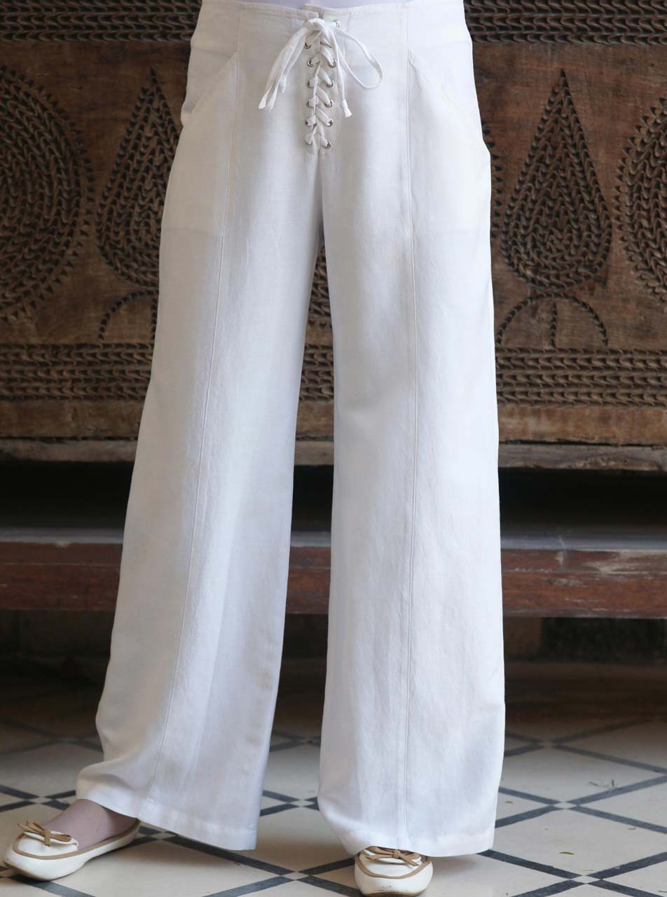 Phase Eight Aaliyah Linen Belted Trousers, White at John Lewis & Partners