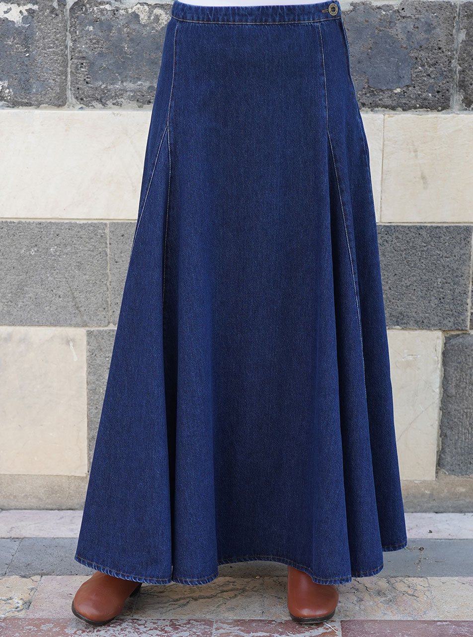 Denim Professional Flared Skirt Maxi Skirts Women Shukr Clothing